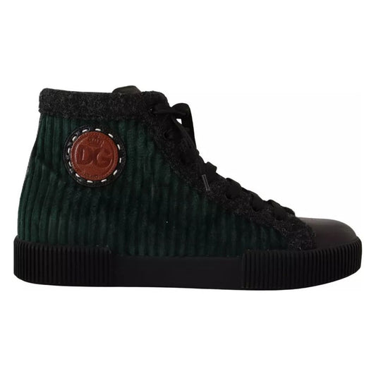 Dolce & Gabbana Green Corduroy High Tops Sneakers Mens Casual Shoes