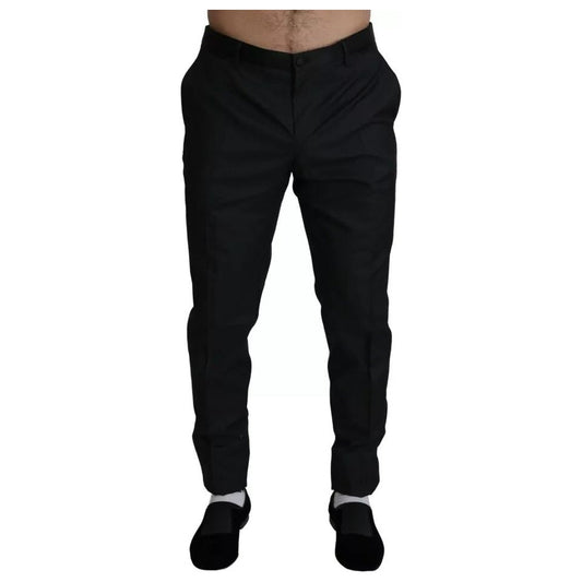 Dolce & Gabbana Blue Skinny Dress Wool Silk Pants