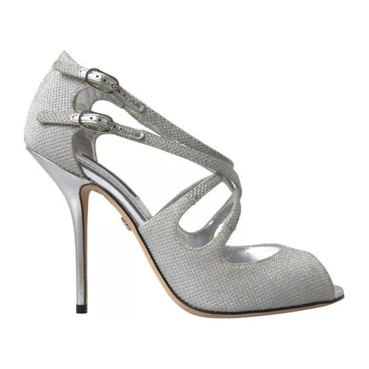 Dolce & Gabbana Silver Shimmers Sandals Heel Pumps Shoes
