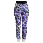Dolce & Gabbana Purple Floral Print Tapered Cotton Pants