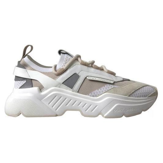 Dolce & Gabbana White Beige Leather Sport DAYMASTER Shoes Sneakers