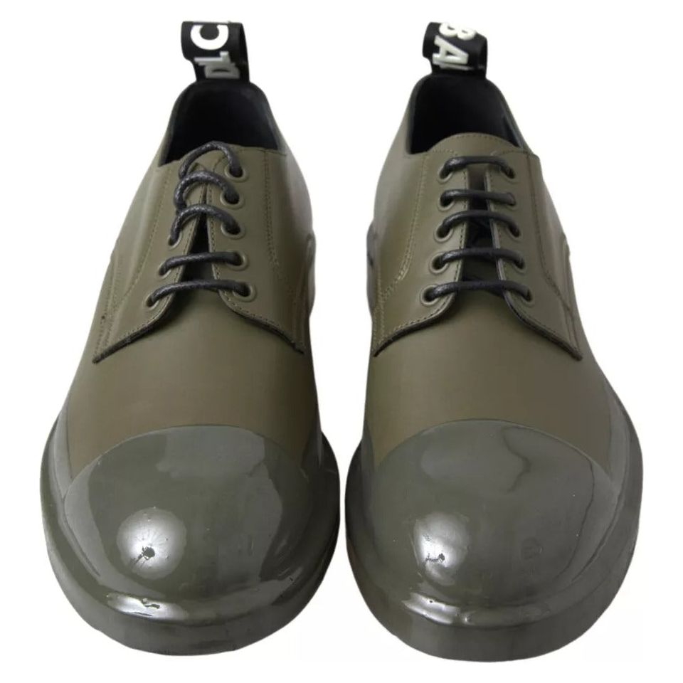 Dolce & Gabbana Green Leather Rubber Sole Dress Shoes