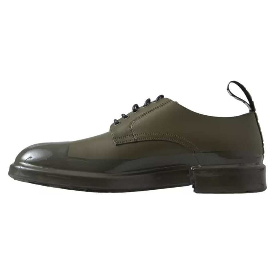 Dolce & Gabbana Green Leather Rubber Sole Dress Shoes