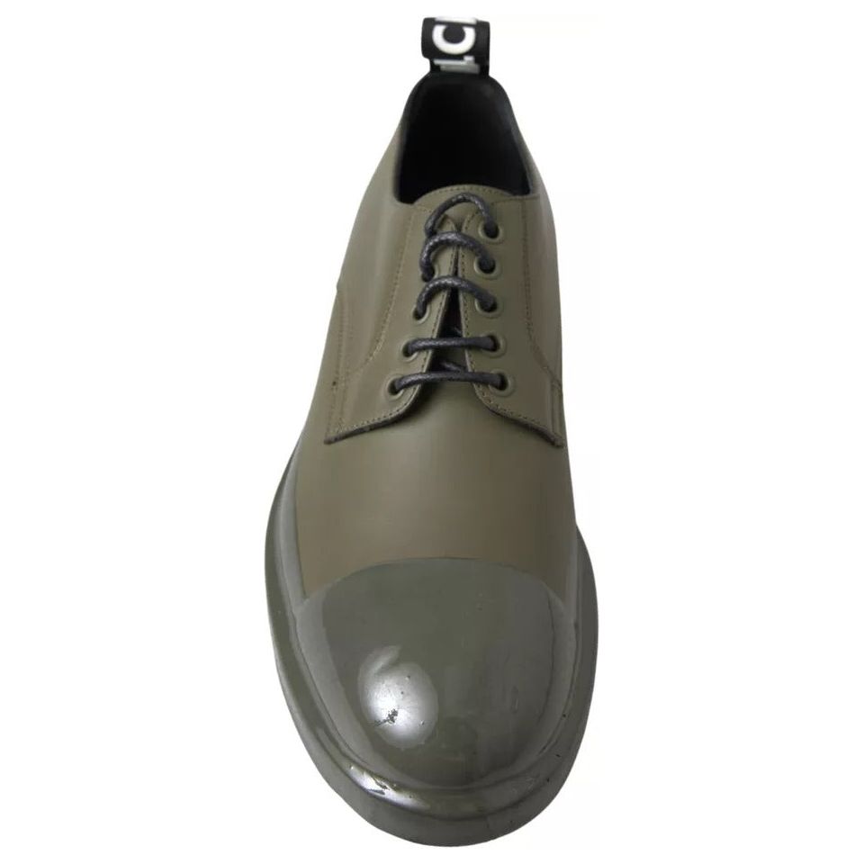 Dolce & Gabbana Green Leather Rubber Sole Dress Shoes