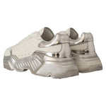 Dolce & Gabbana White Silver Leather Daymaster Sneakers Shoes