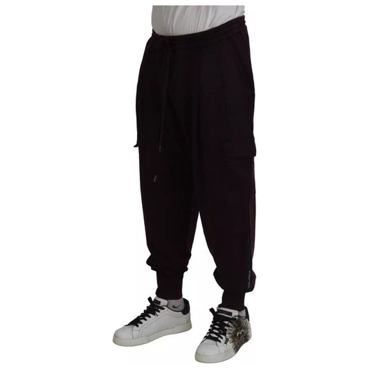 Dolce & Gabbana Bordeaux Cotton Cargo Jogger Sweatpants Pants