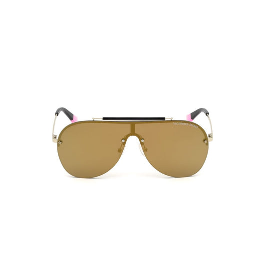 Victoria's Secret rose gold metal sunglasses with brown lenses, iconic pilot collection, pink gold color, style VS0012-28E.