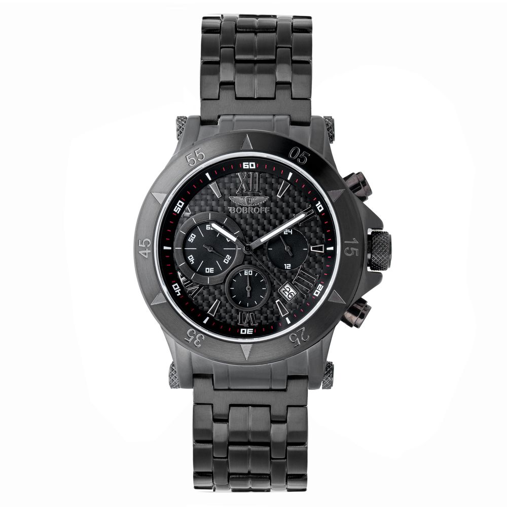 Bobroff Black Stainless Steel Dress Watch