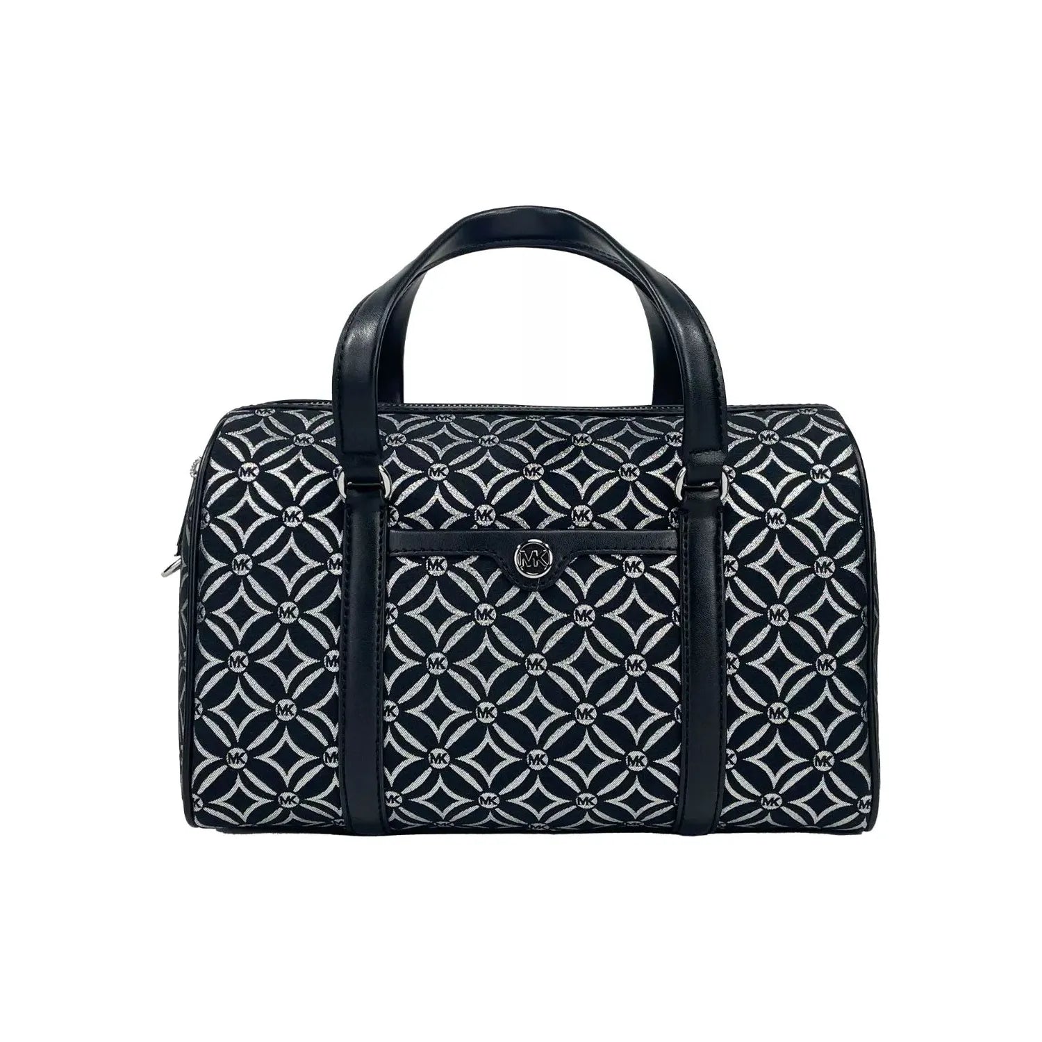 Front view with bag zipped and handles upright.