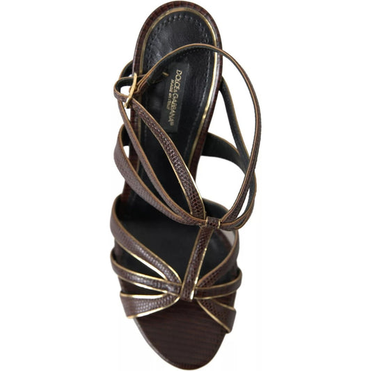 Dolce & Gabbana Brown Ankle Strap Stiletto Heels Sandals Shoes