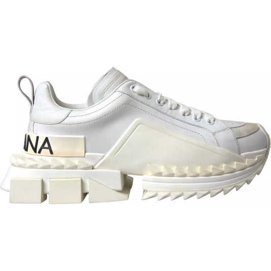 Dolce & Gabbana White Leather Super Queen Women Sneakers