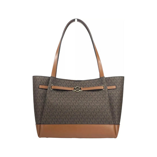 Michael Kors Reed Large Belted Tote Shoulder Bag Purse Brown