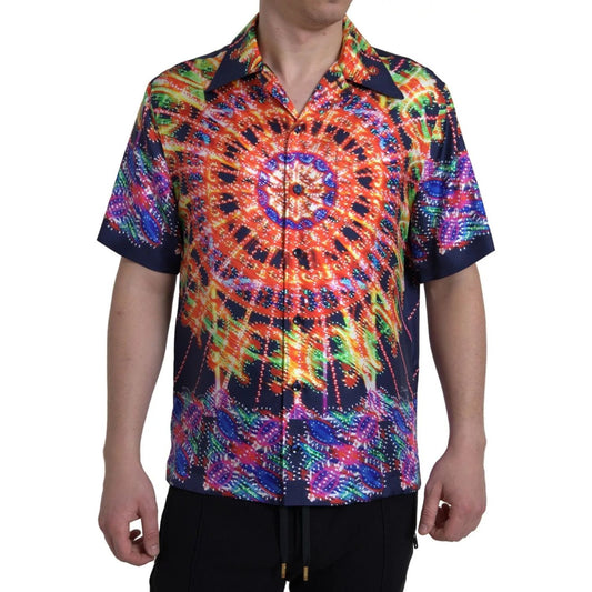 Dolce & Gabbana Multicolor Luminarie Print Men Silk Shirt