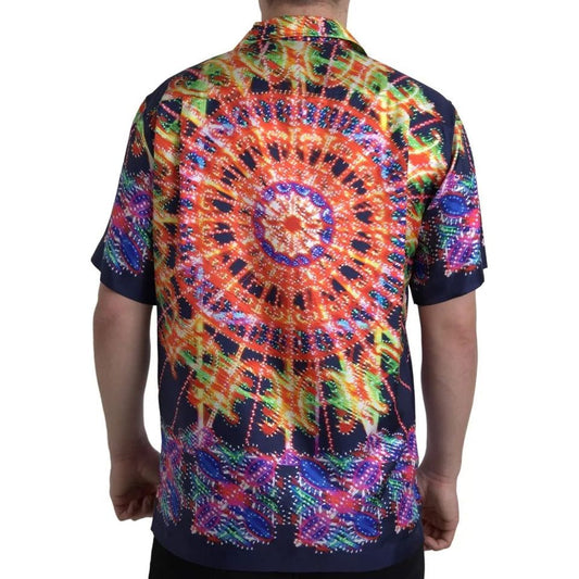 Dolce & Gabbana Multicolor Luminarie Print Men Silk Shirt