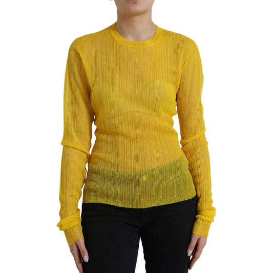 Dolce & Gabbana Yellow Sheer Polyester Long Sleeves Blouse