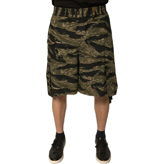 Dolce & Gabbana Black Gold Patterned Cotton Bermuda Shorts