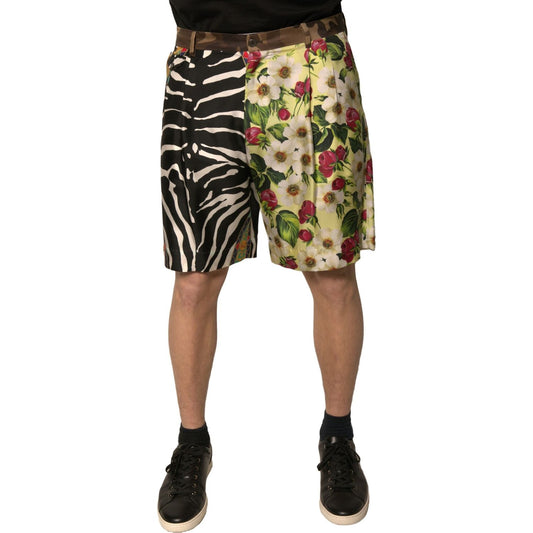Dolce & Gabbana Multicolor Patchwork Silk Men Chino Shorts