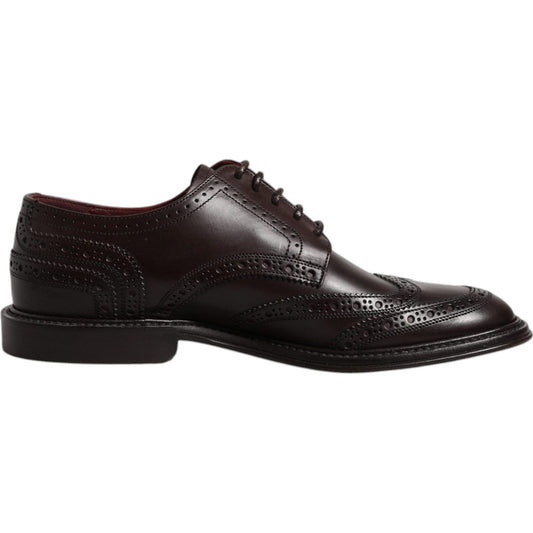 Dolce & Gabbana Brown Leather Derby Wingtip Lace Up Formal Dress Shoes