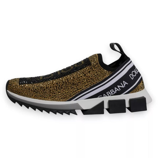 Dolce & Gabbana Gold Rhinestones Sorrento Sneakers Shoes Dolce & Gabbana Light Gray