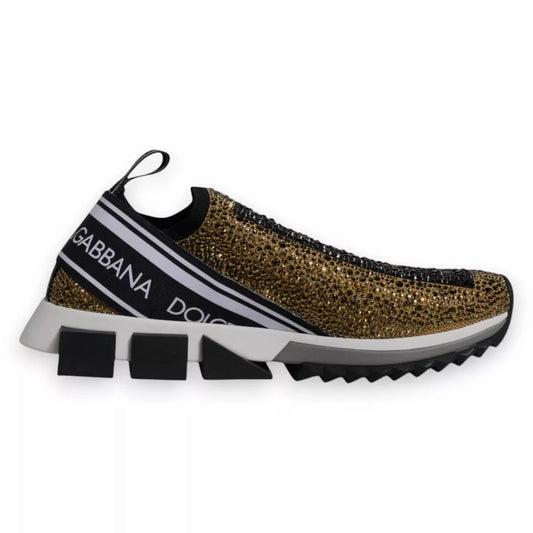 Dolce & Gabbana Gold Rhinestones Sorrento Sneakers Shoes Dolce & Gabbana Light Gray