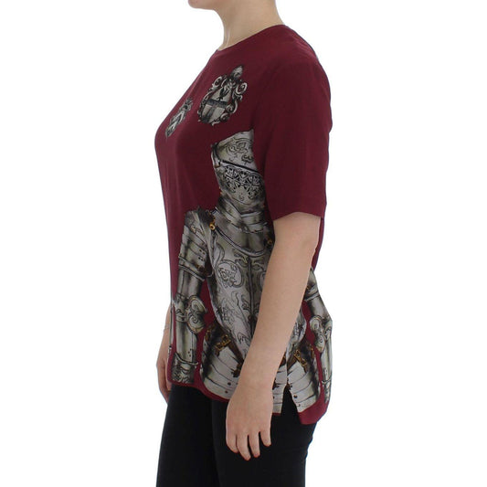 Dolce & Gabbana Enchanted Sicily Silk Blouse with Knight Print Dolce & Gabbana Dark Slate Gray