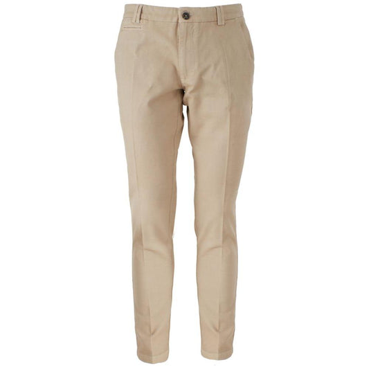 Yes Zee Beige Cotton Men Trousers Yes Zee Tan