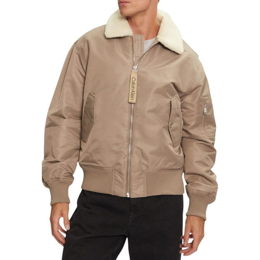 Calvin Klein Jeans Beige Recycled Polyamide Jacket Calvin Klein Jeans Rosy Brown