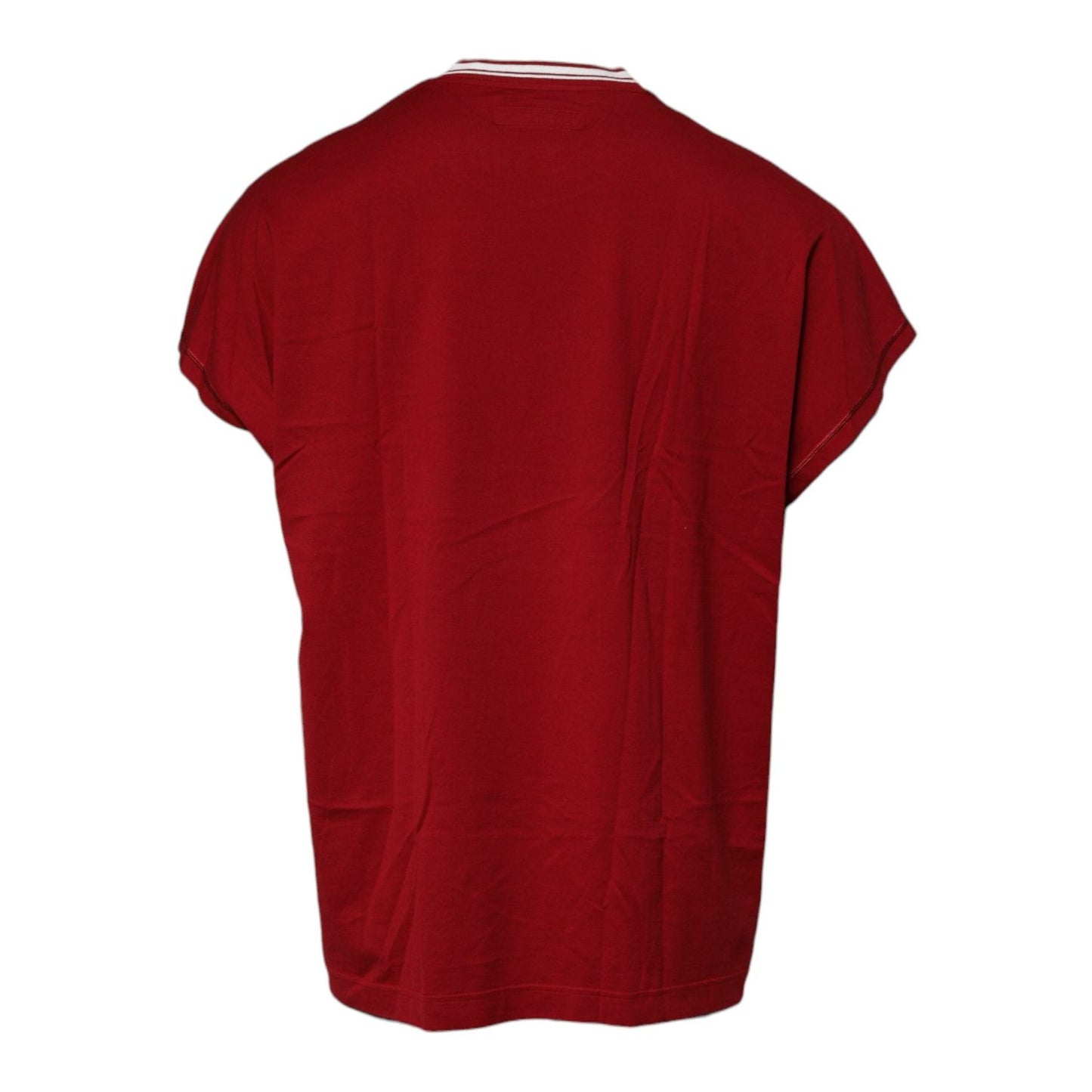 Dolce & Gabbana Red Logo Crown Cotton Crew Neck T-shirt