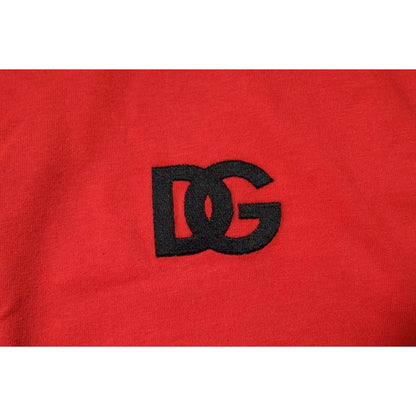Dolce & Gabbana Red DG Logo Patch Cotton Crew Neck T-shirt