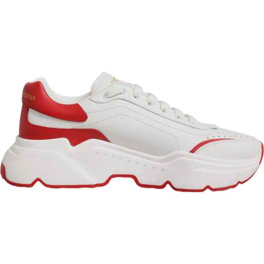 Dolce & Gabbana White Red Leather Daymaster Men Sneakers Shoes