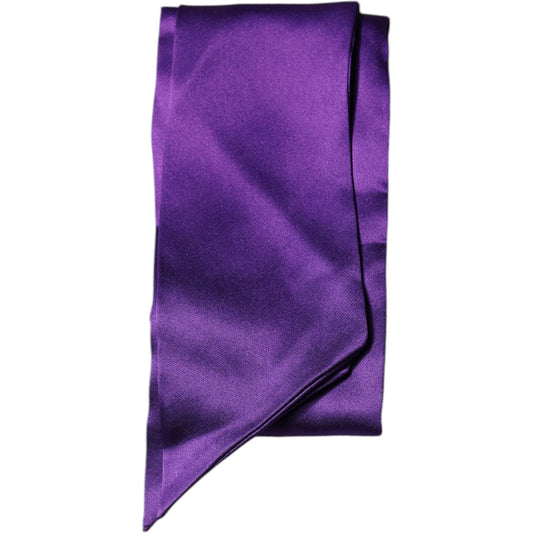 Dolce & Gabbana Purple Satin Silk Skinny Neck Foulard Scarf