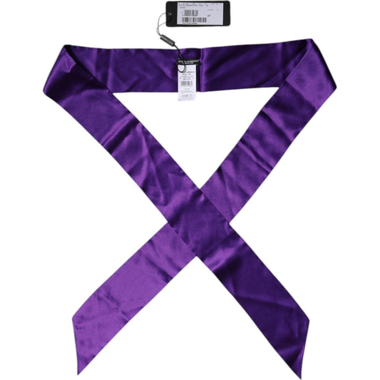 Dolce & Gabbana Purple Satin Silk Skinny Neck Foulard Scarf