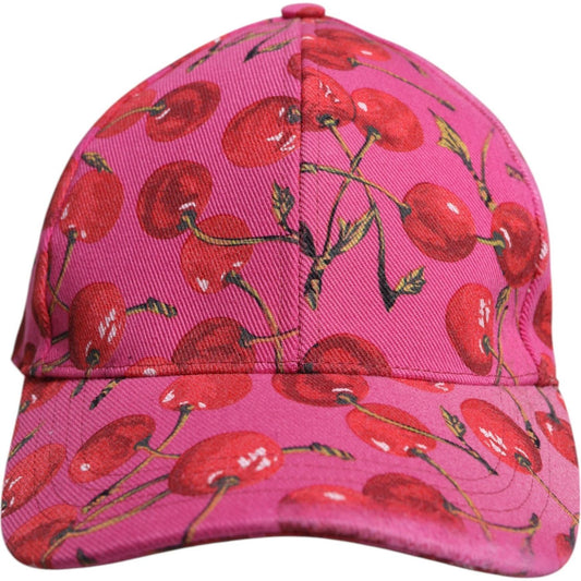 Dolce & Gabbana Pink Cherry Print Cotton Baseball Cap