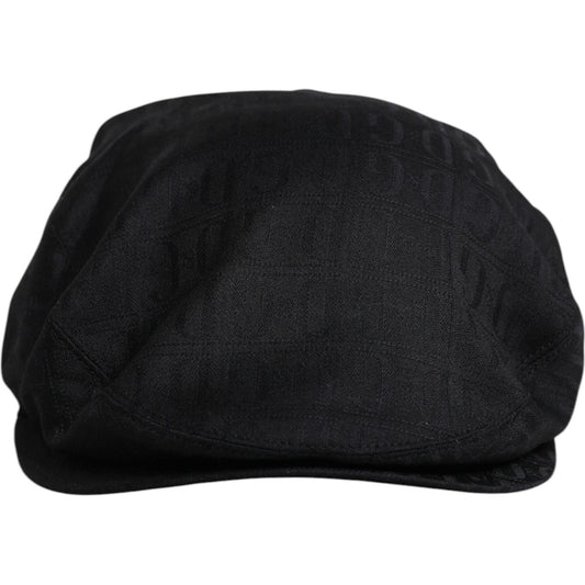 Dolce & Gabbana Black Wool Newsboy Capello Cabbie Hat
