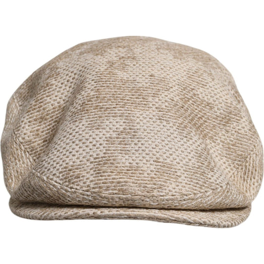 Dolce & Gabbana Beige Floral Linen Newsboy Hat