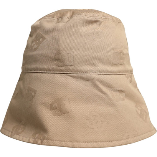 Dolce & Gabbana Beige Logo Monogram Cotton Bucket Cap