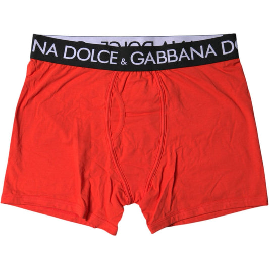 Dolce & Gabbana Red Cotton Stretch Men Regular Boxer Underwear