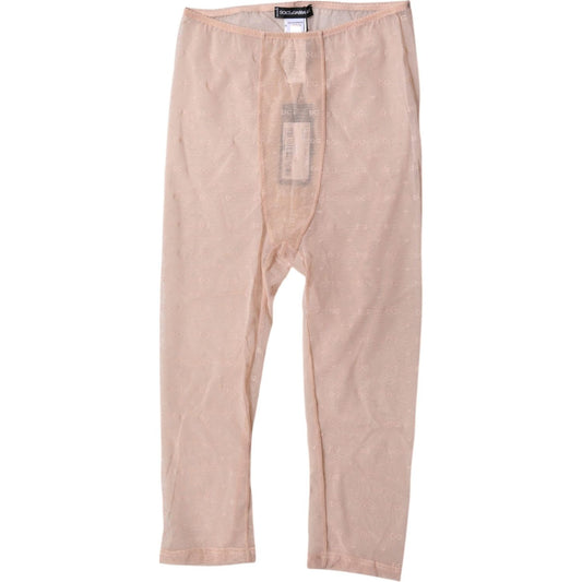 Dolce & Gabbana Beige Logo Lace Lingerie Cropped Tights Underwear