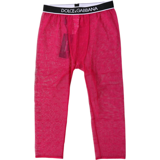 Dolce & Gabbana Fuchsia DG Logo Nylon Cropped Tights Underwear