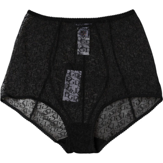 Dolce & Gabbana Black Logo Girdle High Waist Panty Underwear