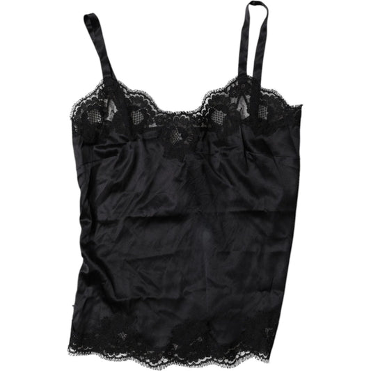 Dolce & Gabbana Black Lace Silk Blend Camisole Top Underwear