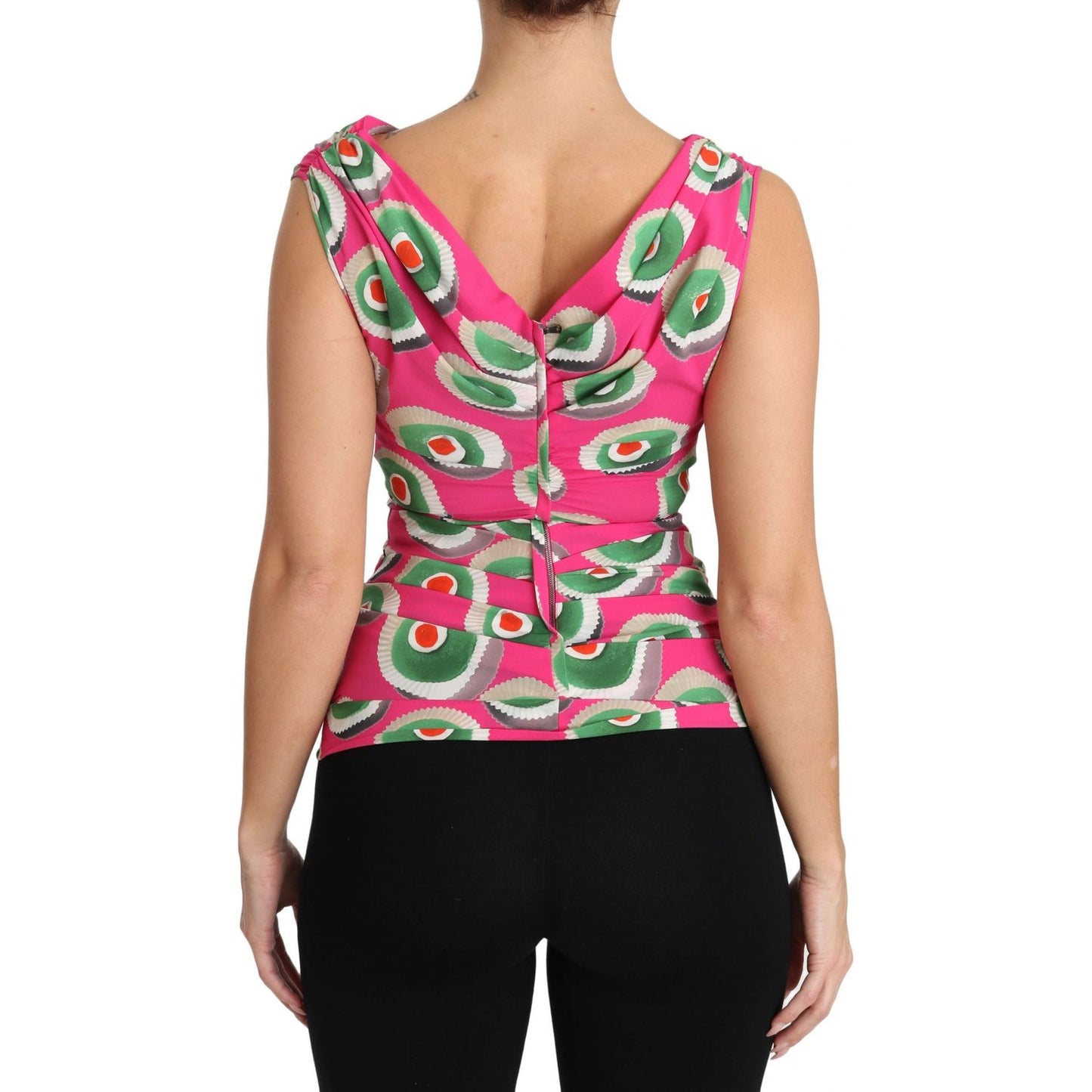 Dolce & Gabbana Pink Silk Stretch Sicilian Cake Top TSH3120-36