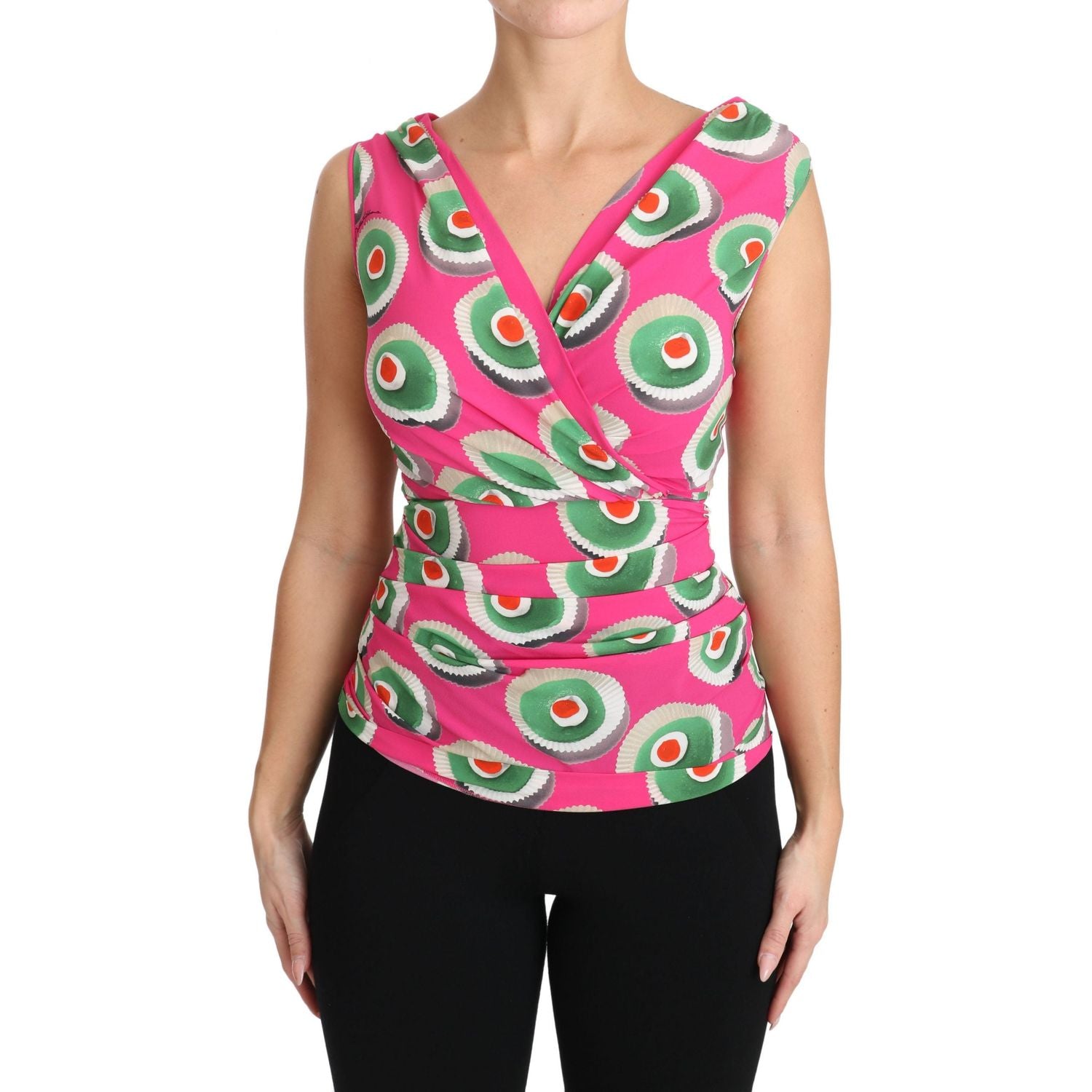 Dolce & Gabbana Pink Silk Stretch Sicilian Cake Top
