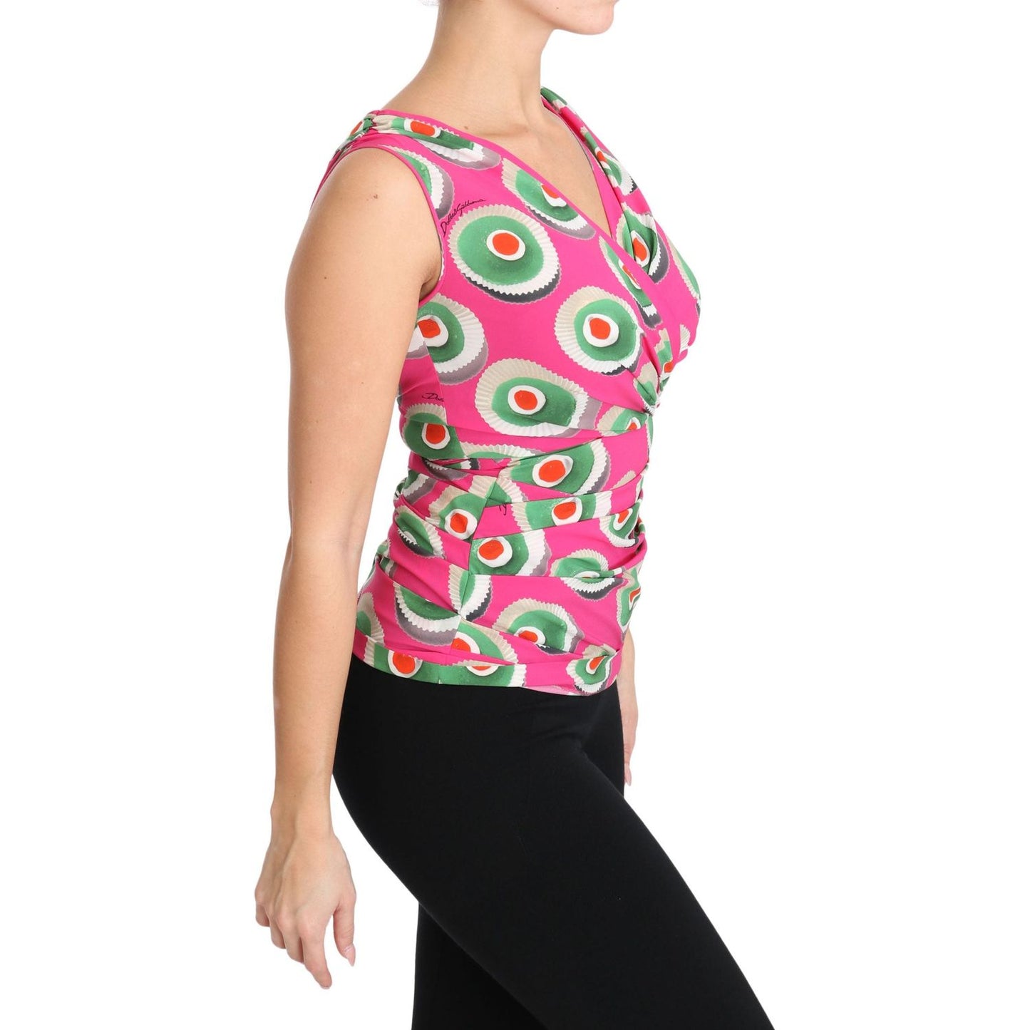 Dolce & Gabbana Pink Silk Stretch Sicilian Cake Top TSH3120-36