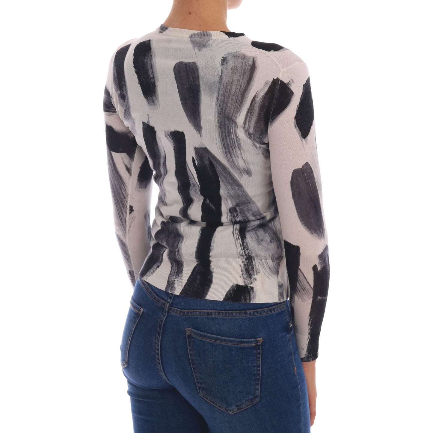 Dolce & Gabbana Cardigan Lightweight Silk Paint Stroke Sweater