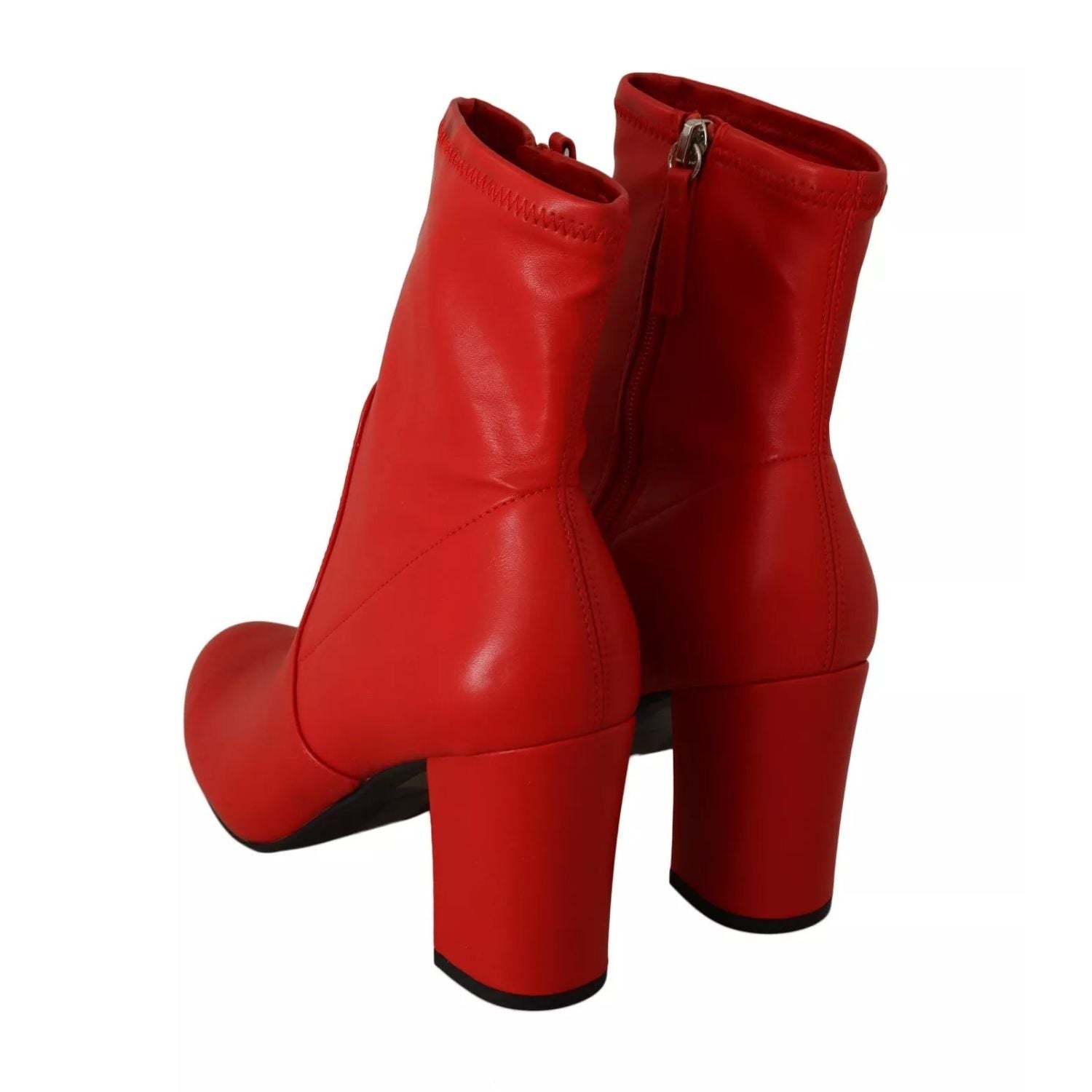 Steve Madden Red Leather Block Heels Ankle Boots Shoes