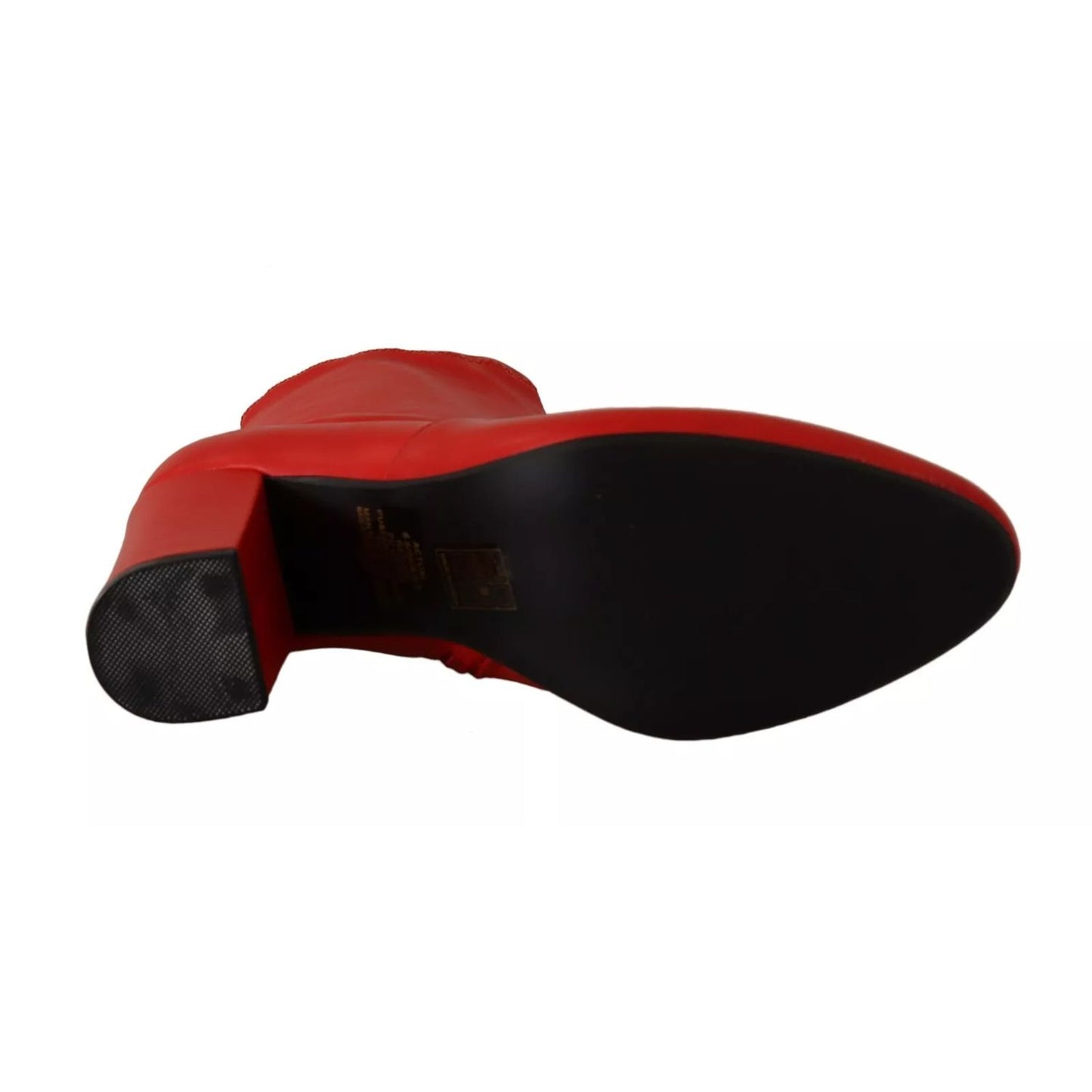 Steve Madden Red Leather Block Heels Ankle Boots Shoes