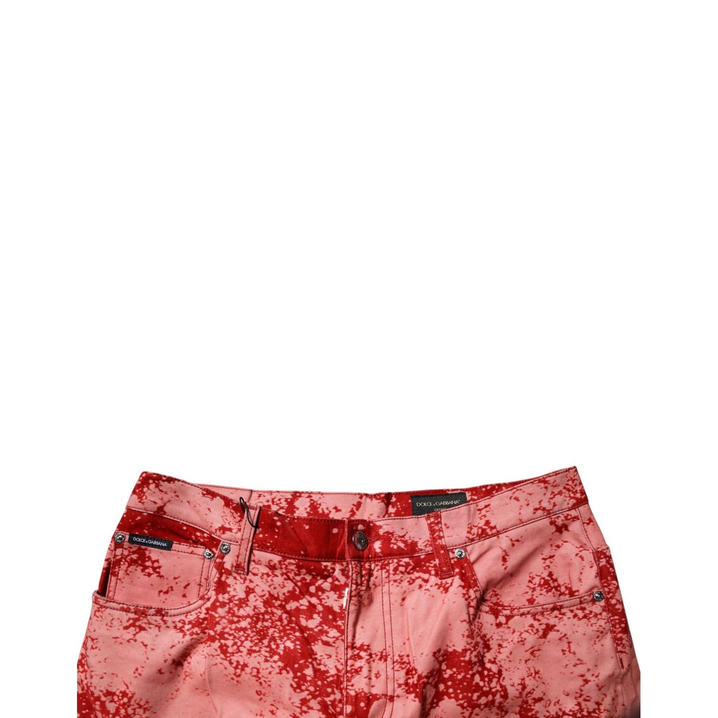 Dolce & Gabbana Red Tie Dye Cotton Skinny Men Denim Jeans