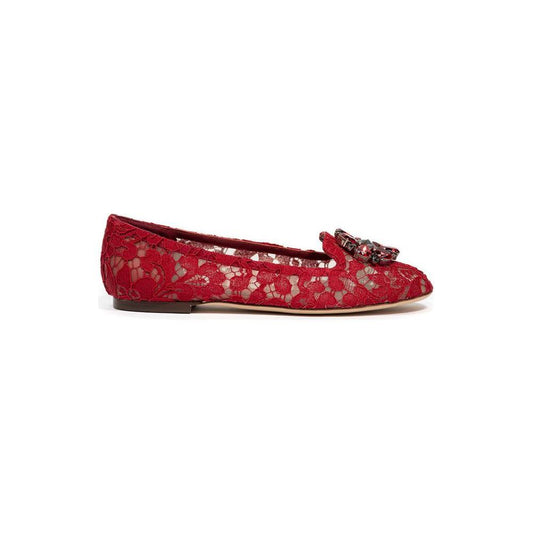 Dolce & Gabbana Red Viscose Flat Shoe