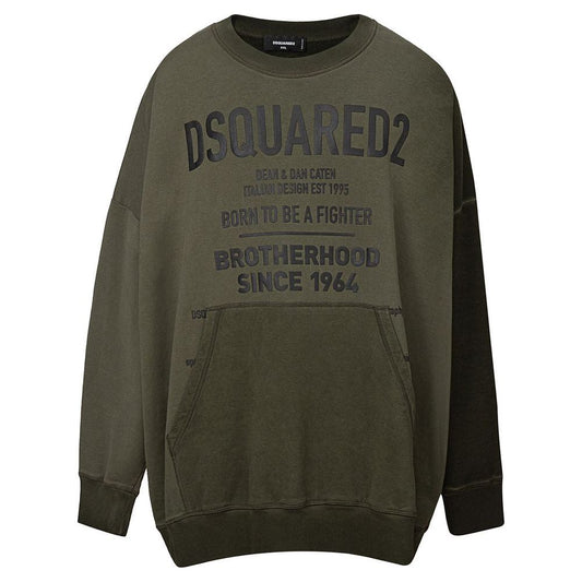 Dsquared² Green Cotton Sweater Dsquared² Dark Slate Gray